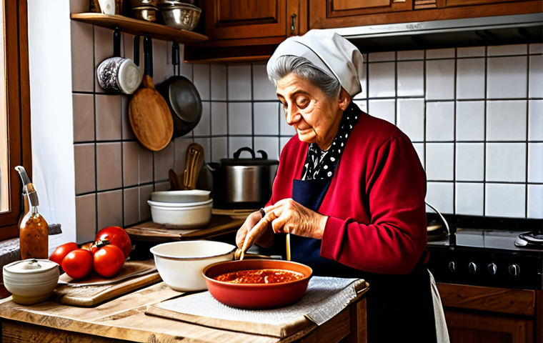 현지 가정에서의 식사 체험하기 - Italian Nonna Cooking**
"A heartwarming scene of a fully clothed Italian grandmother ('Nonna') in h...